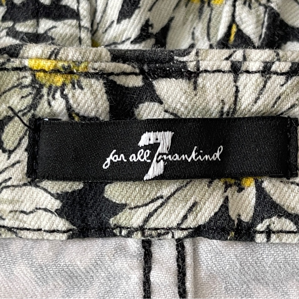 Seven 7 For All Mankind Skinny Jeans Black Daisy Floral Jeans Size 24 Stretchy - Picture 8 of 11